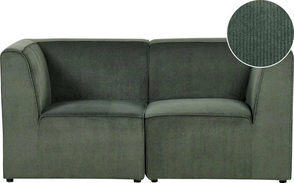 Beliani 2 vietų modulinė sofa LEMVIG, žalia, velvetas