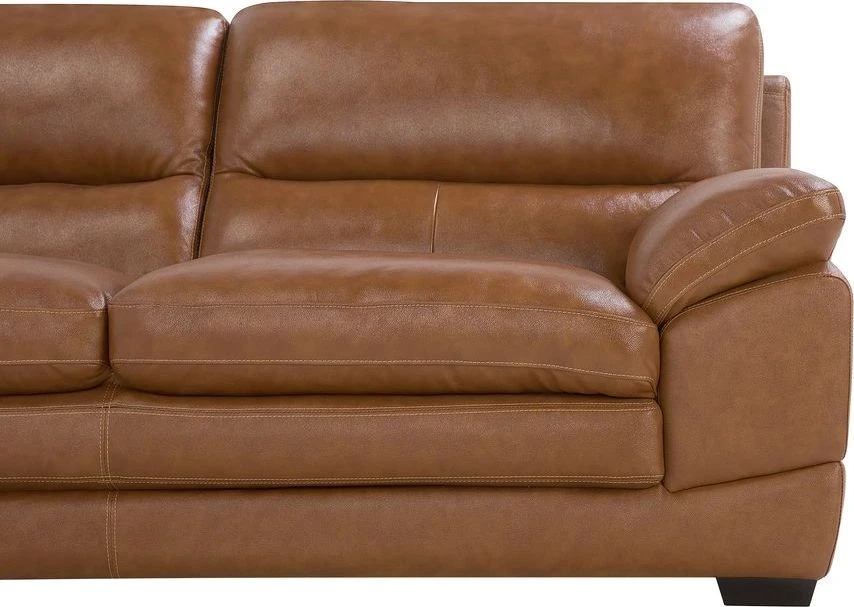 Beliani Trivietė sofa HORTEN Natūrali oda Auksinė ruda