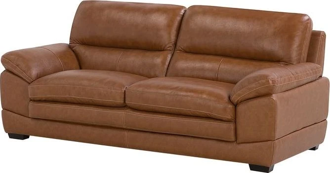 Beliani Trivietė sofa HORTEN Natūrali oda Auksinė ruda