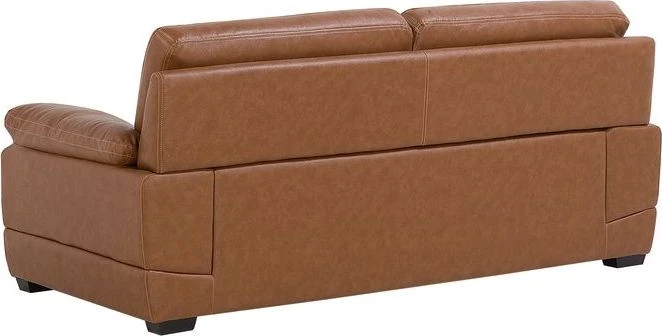 Beliani Trivietė sofa HORTEN Natūrali oda Auksinė ruda