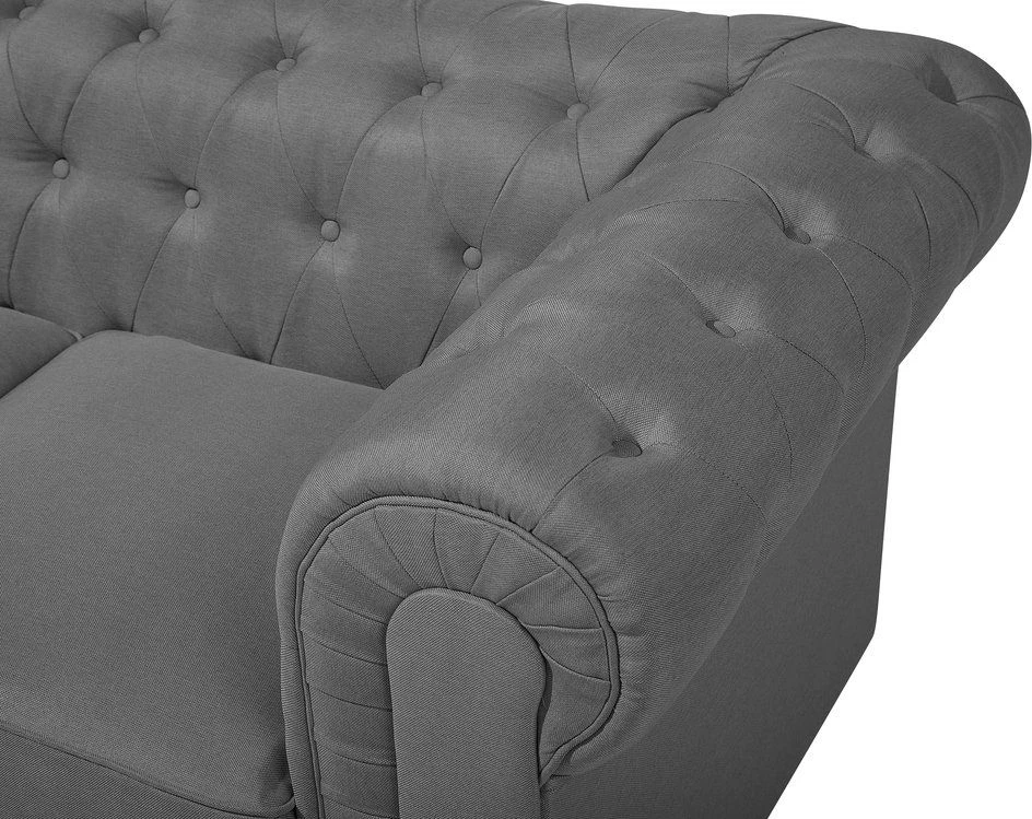 Beliani 3 vietų sofa CHESTERFIELD šviesiai pilka