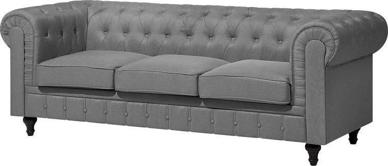 Beliani 3 vietų sofa CHESTERFIELD šviesiai pilka