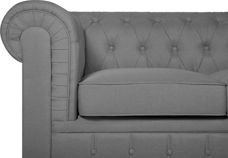 Beliani 3 vietų sofa CHESTERFIELD šviesiai pilka