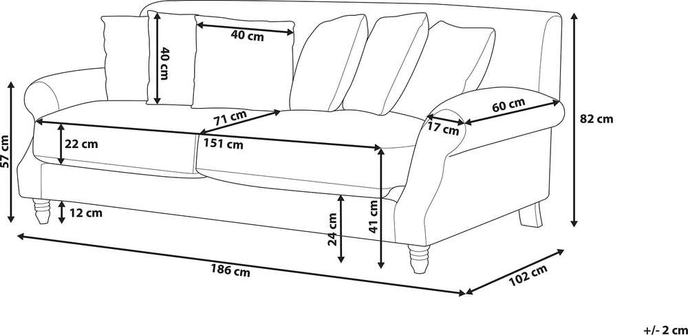 Beliani Dvivietė sofa EIKE aksominė pilka