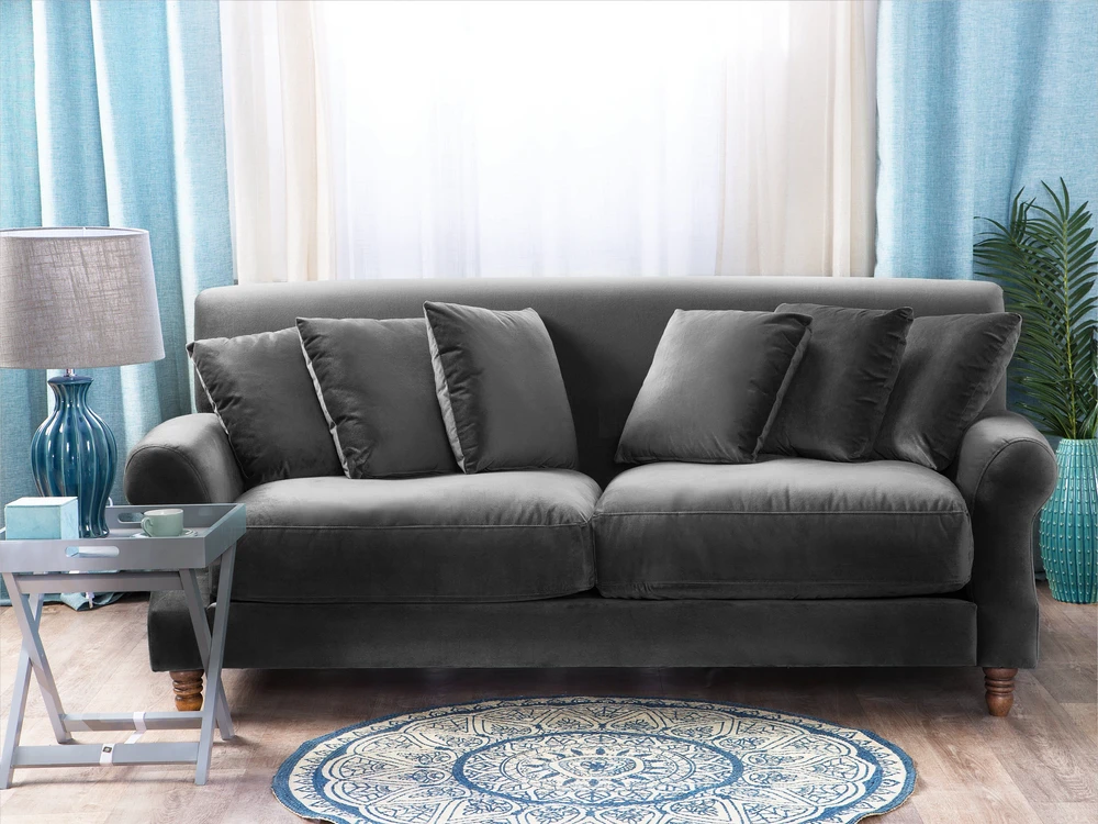 Beliani Dvivietė sofa EIKE aksominė pilka