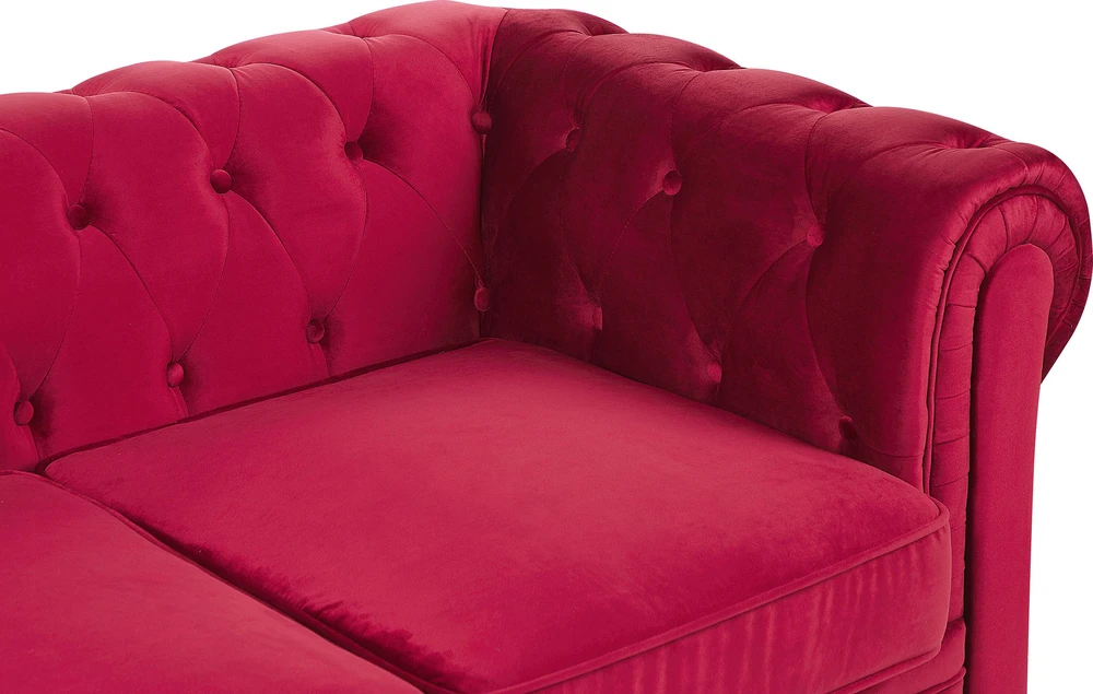 Beliani 3 vietų sofa CHESTERFIELD veliūrinė bordinė