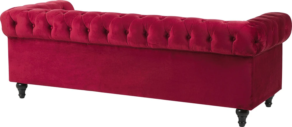 Beliani 3 vietų sofa CHESTERFIELD veliūrinė bordinė