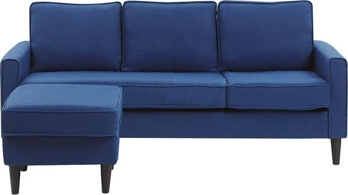 Beliani 3 vietų sofa AVESTA, tamsiai mėlyna su atrama kojoms