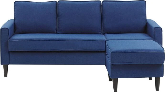 Beliani 3 vietų sofa AVESTA, tamsiai mėlyna su atrama kojoms