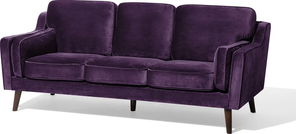 Beliani Trivietė sofa LOKKA veliūrinė purpurinė