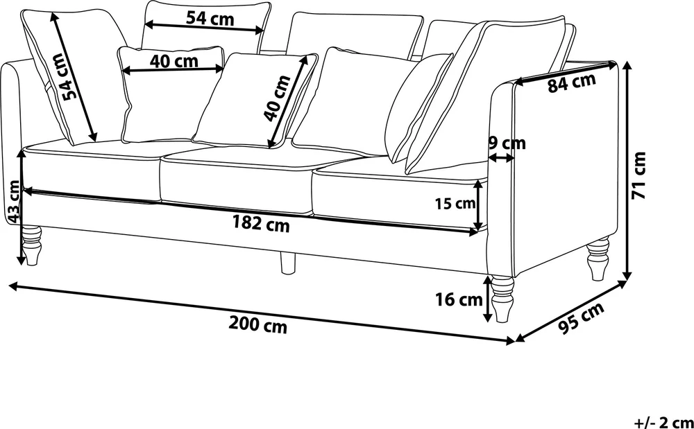 Beliani 3 vietų sofa FENSTAD, veliūrinė, pilka