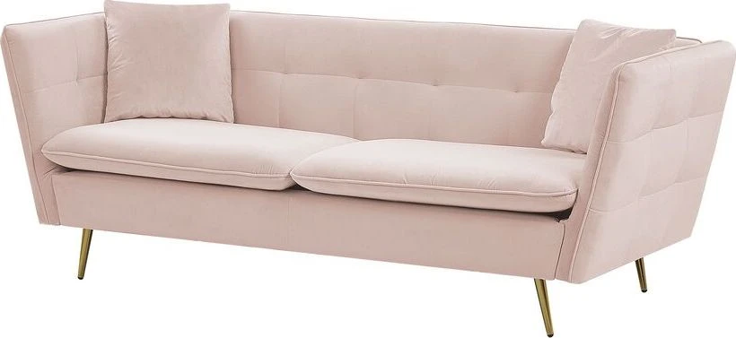 Beliani Trivietė sofa FREDERICA veliūrinė rožinė