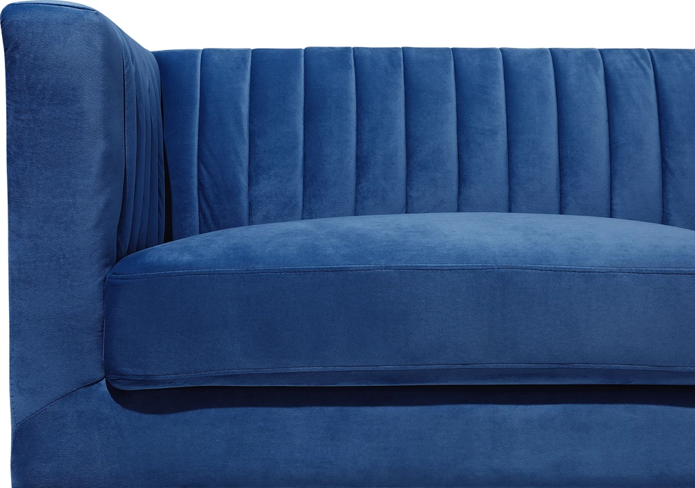Beliani Trivietė sofa ARVIKA aksominė tamsiai mėlyna