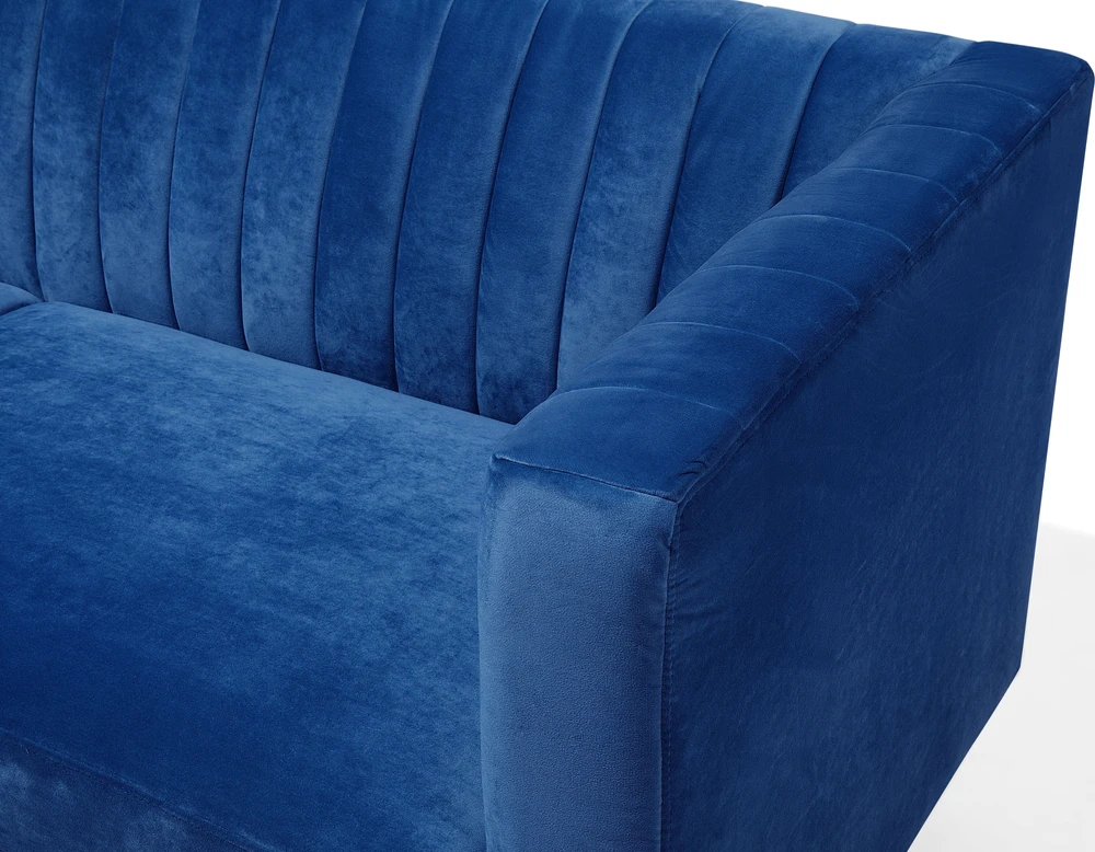 Beliani Trivietė sofa ARVIKA aksominė tamsiai mėlyna