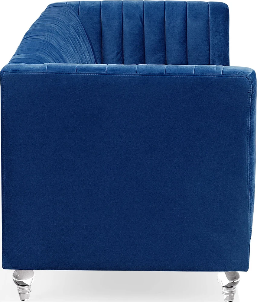 Beliani Trivietė sofa ARVIKA aksominė tamsiai mėlyna
