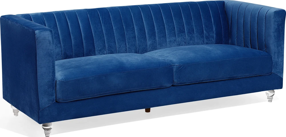 Beliani Trivietė sofa ARVIKA aksominė tamsiai mėlyna