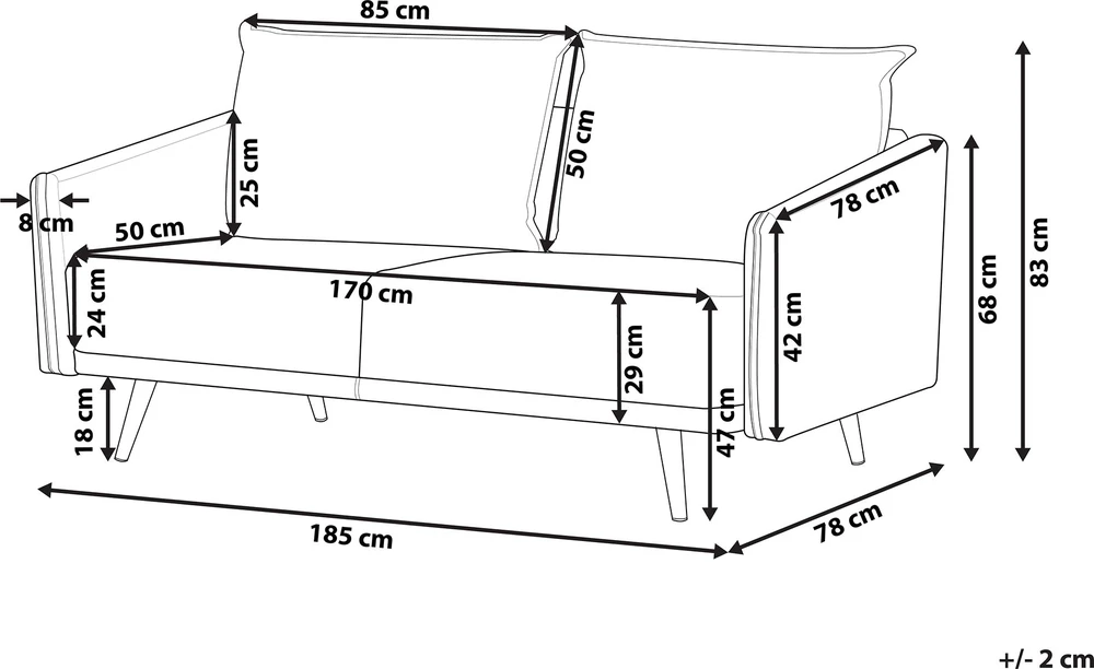 Beliani Trijų vietų sofa MAURA, pilkas veliūras