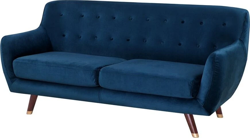 Beliani Trivietė sofa BODO, veliūras, tamsiai mėlyna