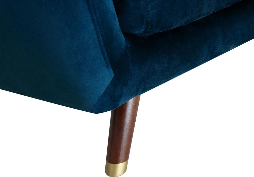 Beliani Trivietė sofa BODO, veliūras, tamsiai mėlyna