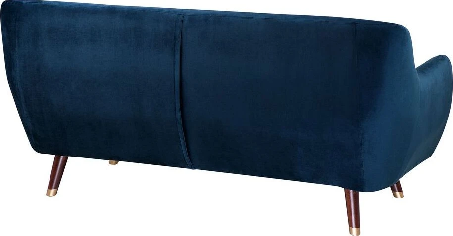 Beliani Trivietė sofa BODO, veliūras, tamsiai mėlyna
