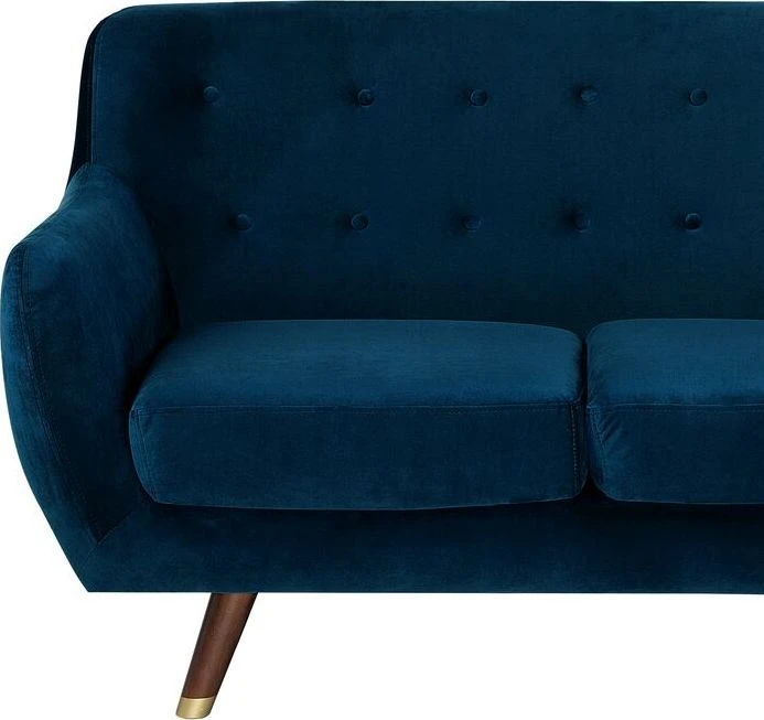 Beliani Trivietė sofa BODO, veliūras, tamsiai mėlyna