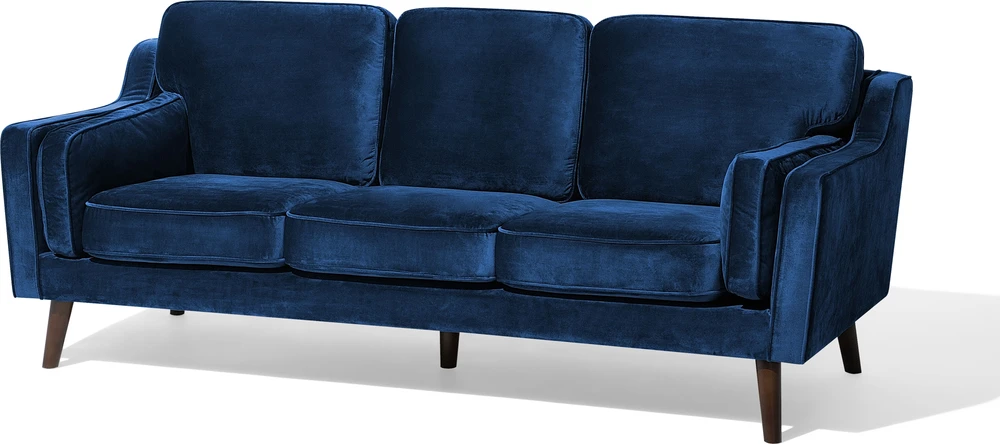 Beliani 3 vietų sofa LOKKA, veliūras, tamsiai mėlyna
