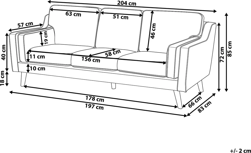 Beliani 3 vietų sofa LOKKA, veliūras, tamsiai mėlyna
