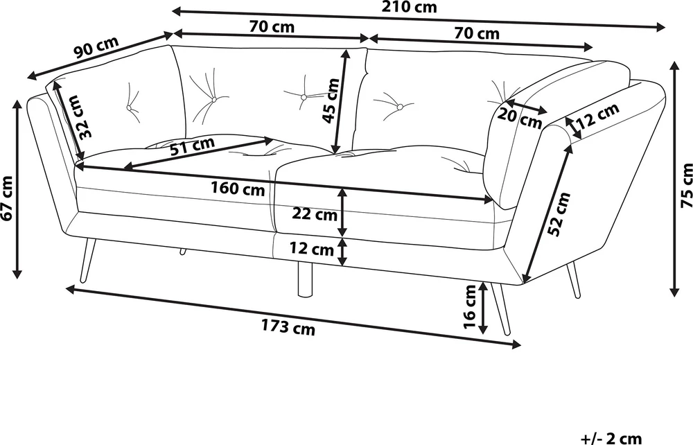Beliani 3 vietų sofa LENVIKaksominė, smaragdinė