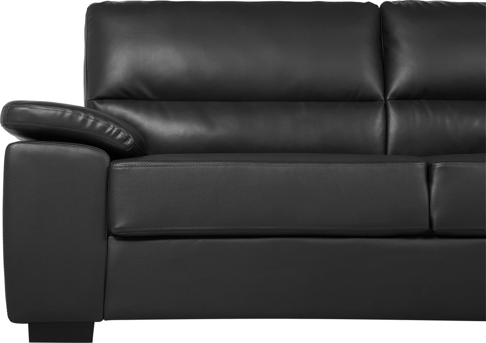 Beliani Trivietė sofa VOGAR iš dirbtinės odos, juoda