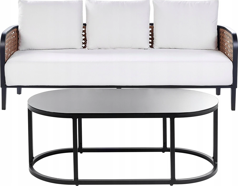 Sofa Beliani Sodo baldų komplektas su stalu 3 asmenims MONTEFALCO Metal Baltas