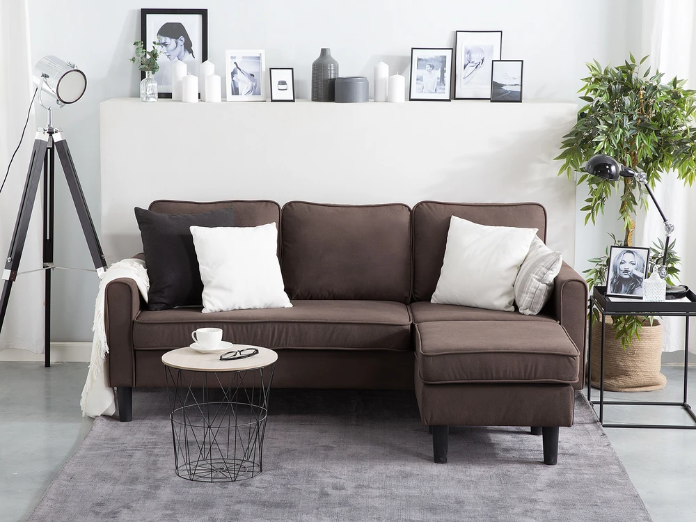 Beliani Trivietė sofa AVESTA, ruda, su otomanu