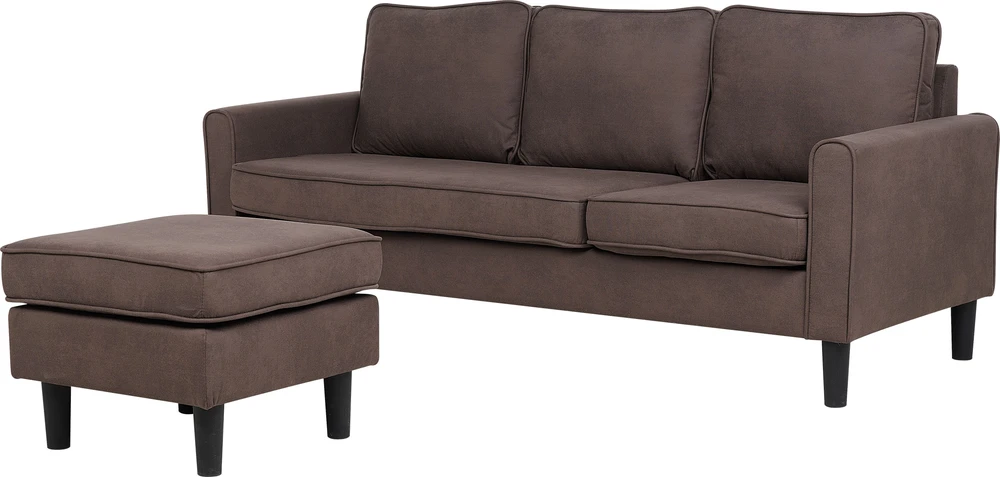 Beliani Trivietė sofa AVESTA, ruda, su otomanu