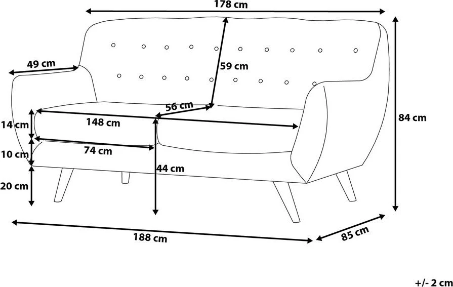 Beliani 3 vietų sofa BODO, aksominė, pilka