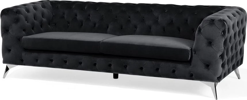 Beliani Trivietė sofa SOTRA aksominė juoda