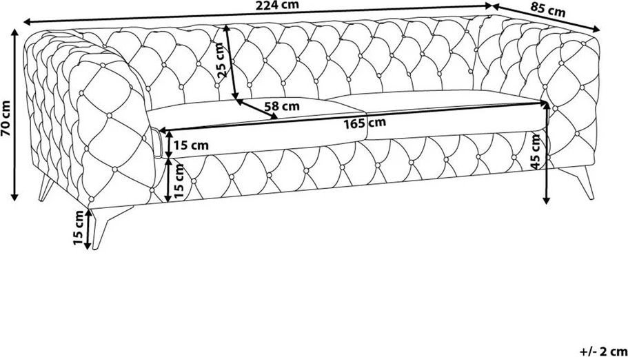 Beliani Trivietė sofa SOTRA aksominė juoda