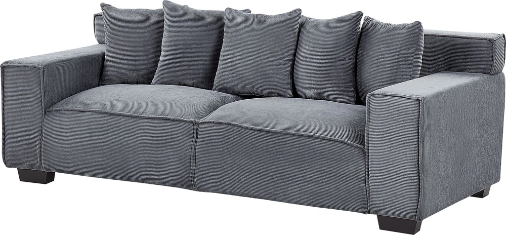 Beliani Trivietė sofa VISKAN, velvetinis audinys, tamsiai pilka