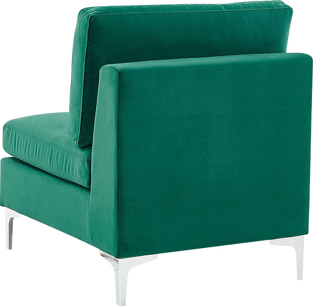 Beliani 4 vietų modulinė sofa EVJA, dešininė, žalia veliūrinė, su otomane