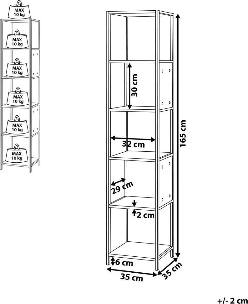 Beliani Lentyna 5 lentynų BOGOTA 165 cm Balta