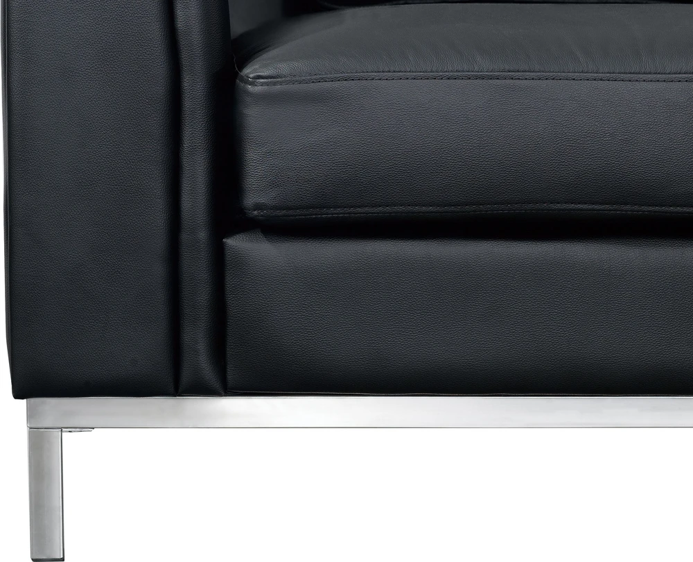 Sofa Beliani Kampas 5 asmenims OSLO, natūrali oda, juodas su otomane, kairinis