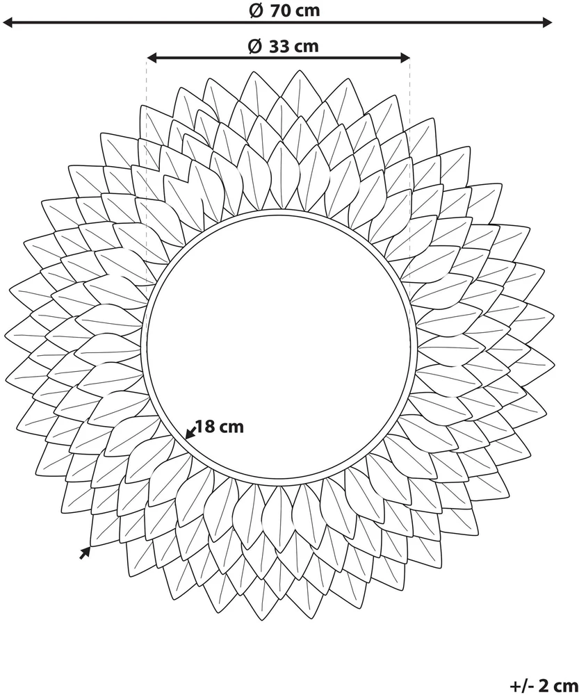 Beliani Sieninis veidrodis LARRAU 70 cm metalinis sidabrinis