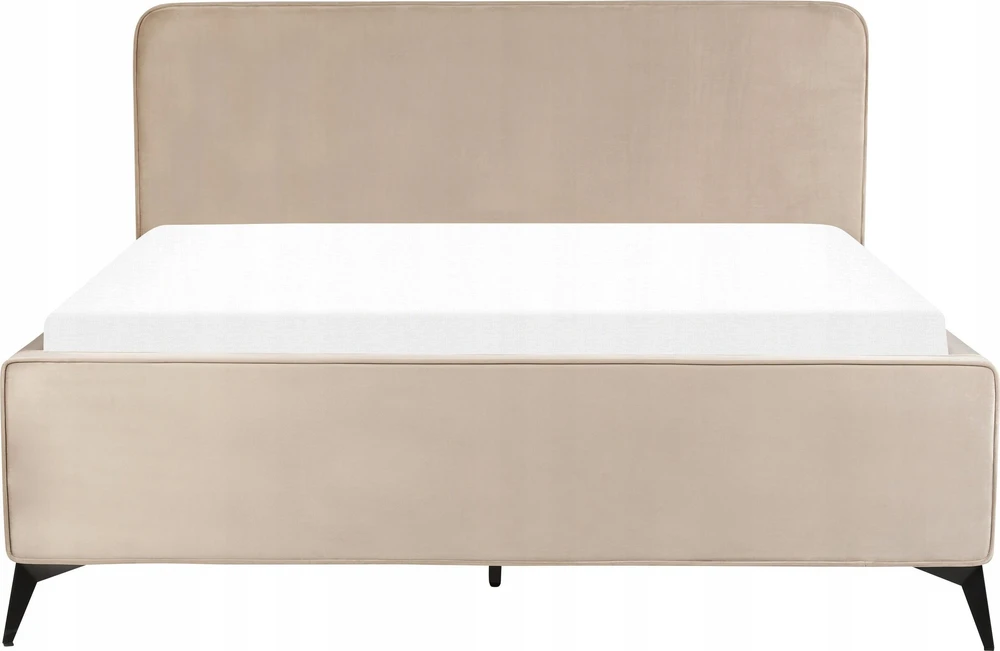 Beliani Viengulė lova aksominė VALOGNES 160 x 200 cm smėlio spalvos