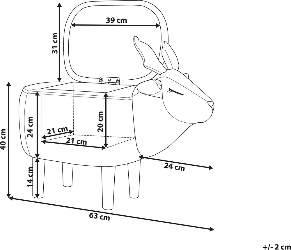 Fotelis Beliani Vaikiškas pufas su daiktadėže REINDEER smėlio spalvos elnias