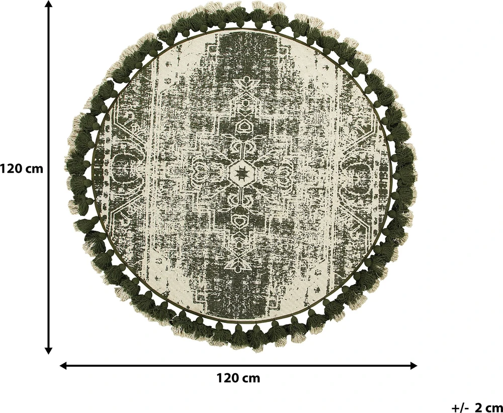 Beliani Kilimas KAHTA žalias ø 120 cm medvilninis