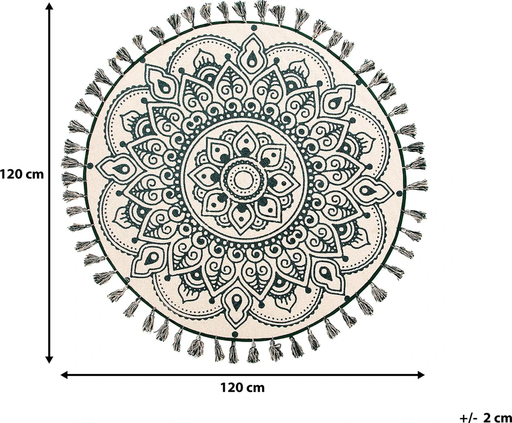 Beliani Kilimas IRICE žalias ø 120 cm medvilninis