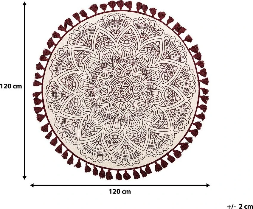 Beliani Kilimas AYAKLI raudonas, ø 120 cm, medvilnė