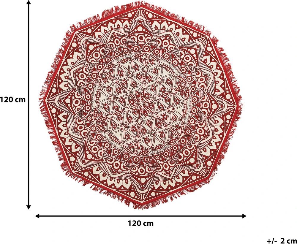 Beliani Kilimas MEZITILI Raudonas ø 120 cm Medvilnė