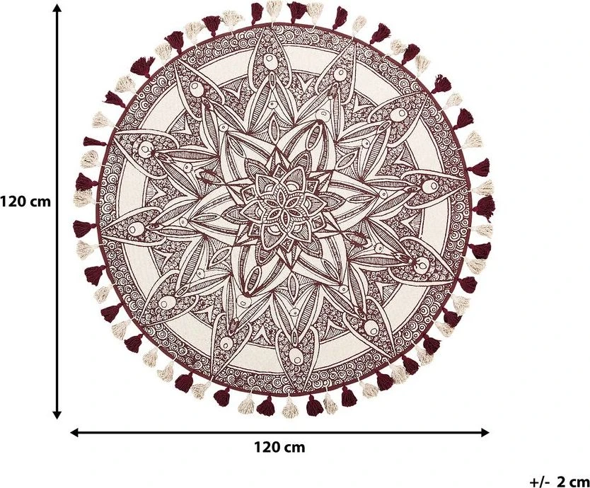 Beliani Kilimas OLTU Raudonas ø 120 cm Medvilnė