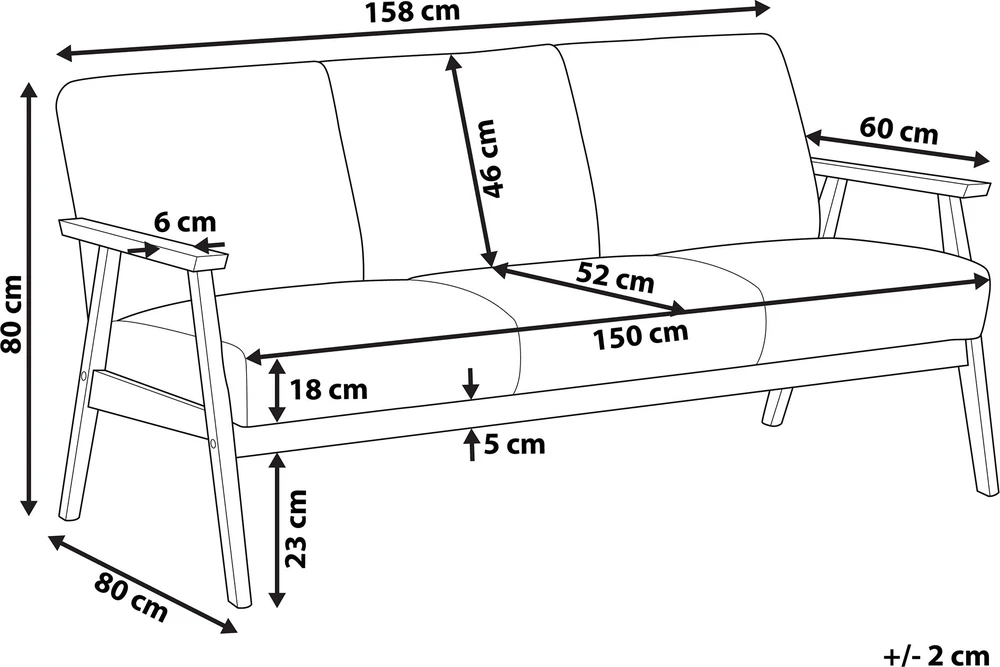 Beliani 3 vietų sofa ASNES ruda