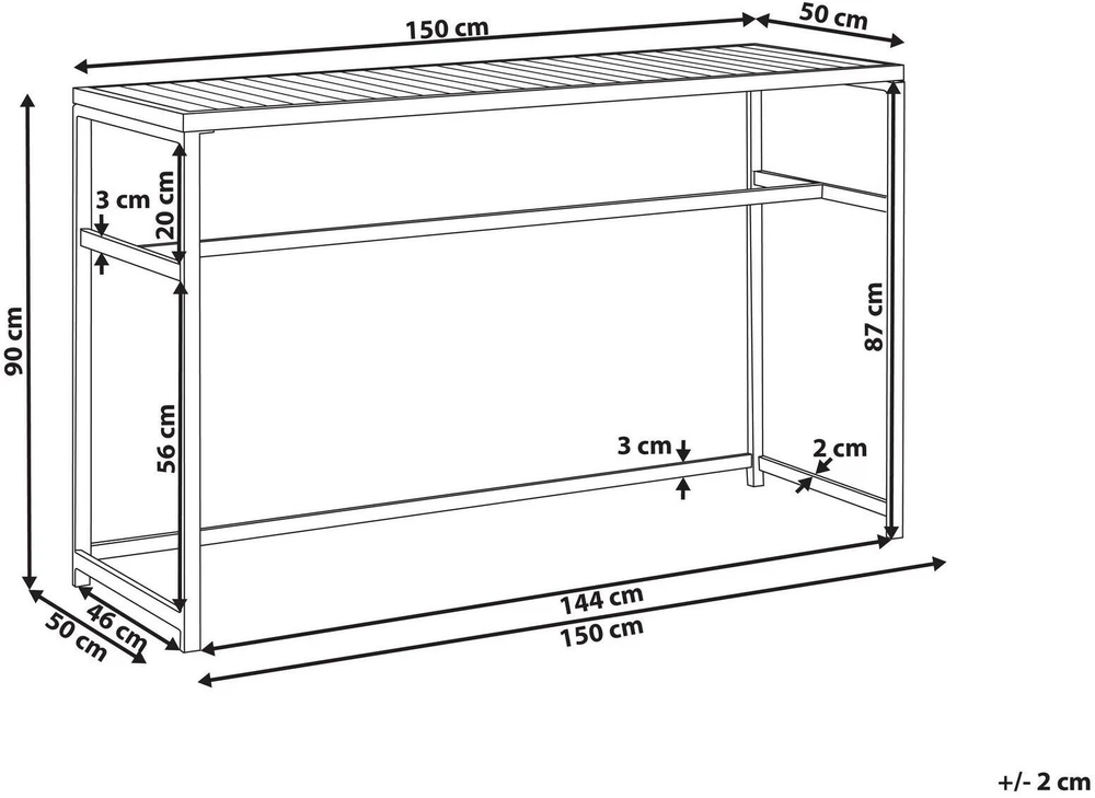 Beliani Sodo baro stalas AVETRANA 150 cm 50 cm rusvas / baltas