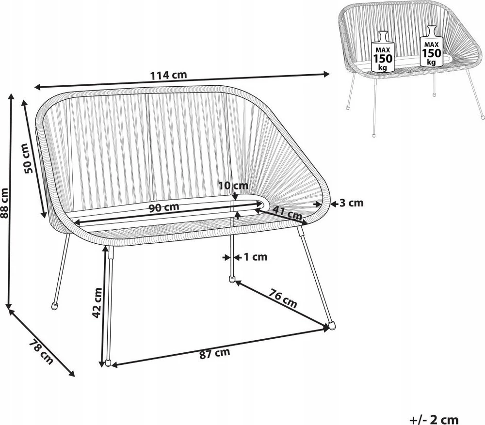 Beliani Sodo suolelis ACAPULCO II 113 cm iš technorattano, juodas